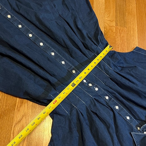 Anthropologie x Exquise The Tobie Button-Front Pleated Shirt Dress Denim L NWT - Picture 10 of 15